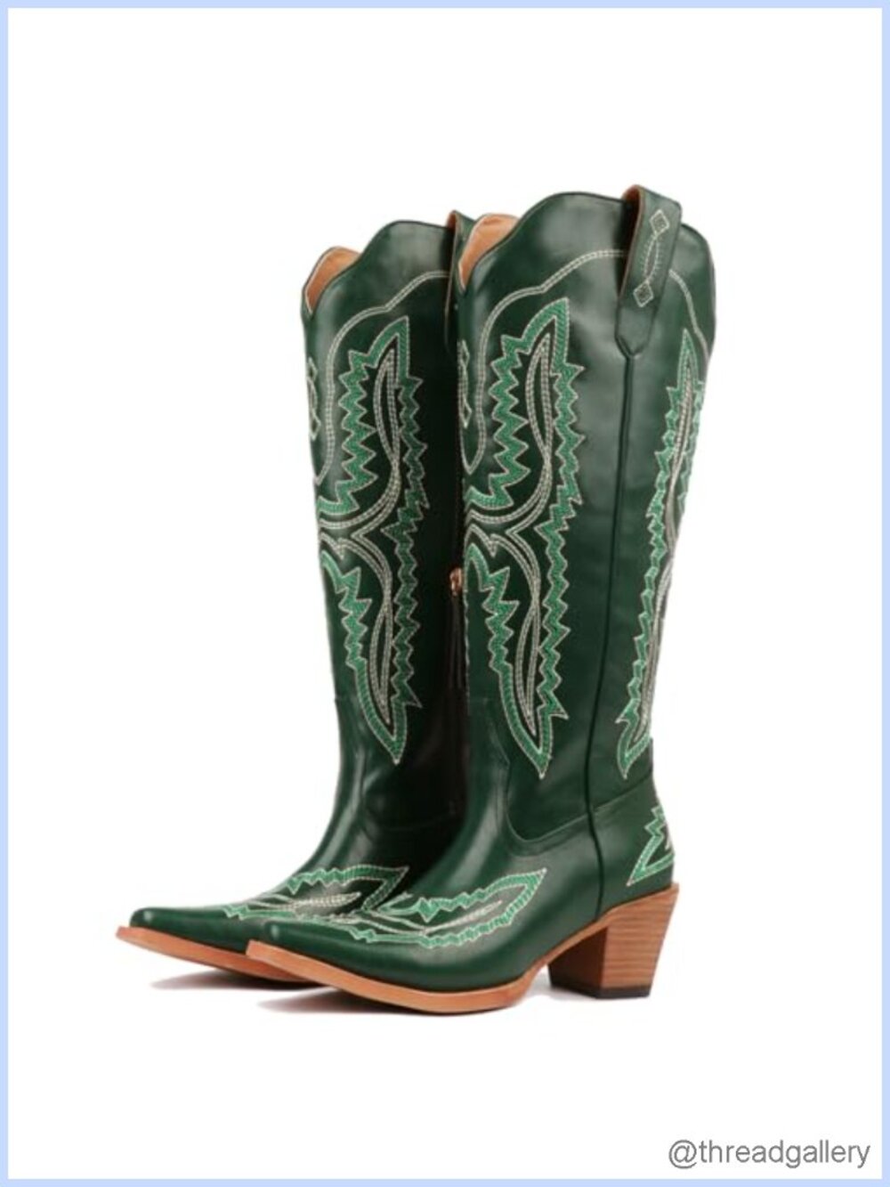 Western Cowboy Knee High Boots Pointed Snip Toe Block Heel